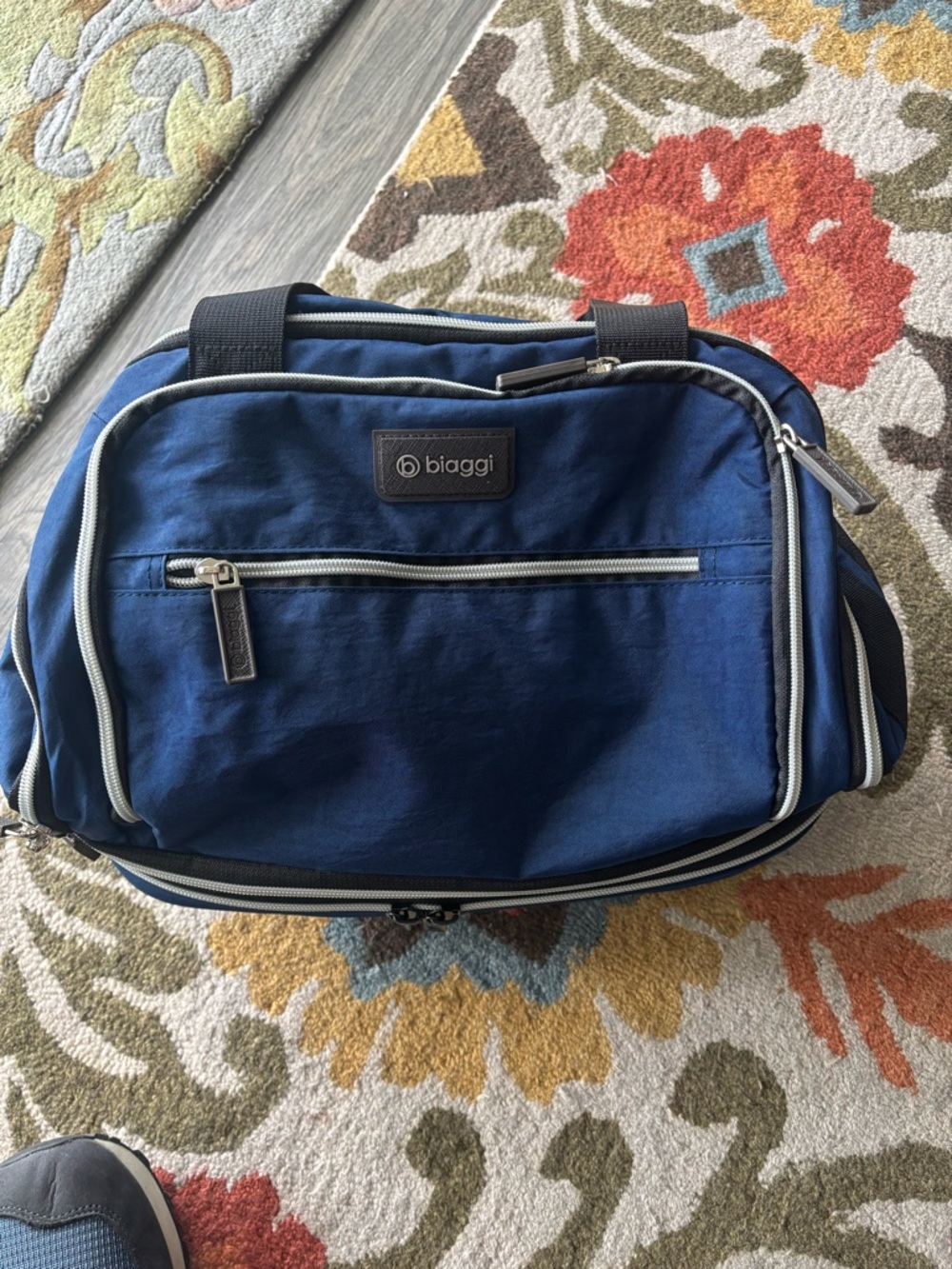 Biaggi Zipsak Boost Blue Spinner Duffle 22" Rolling Travel Underseat Luggage Exp